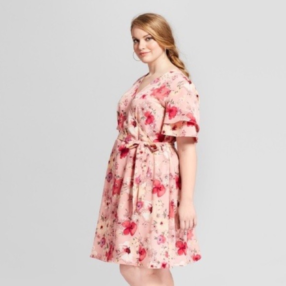 Pink kimono wrap dress